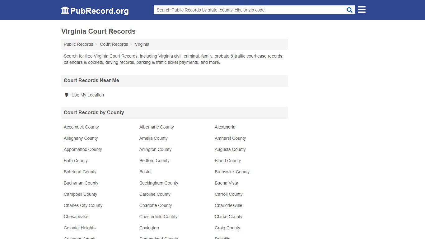 Free Virginia Court Records - PubRecord.org